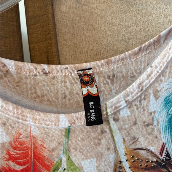 Colorful big bang Feather Print Women's Top XL - Picture 4 of 6